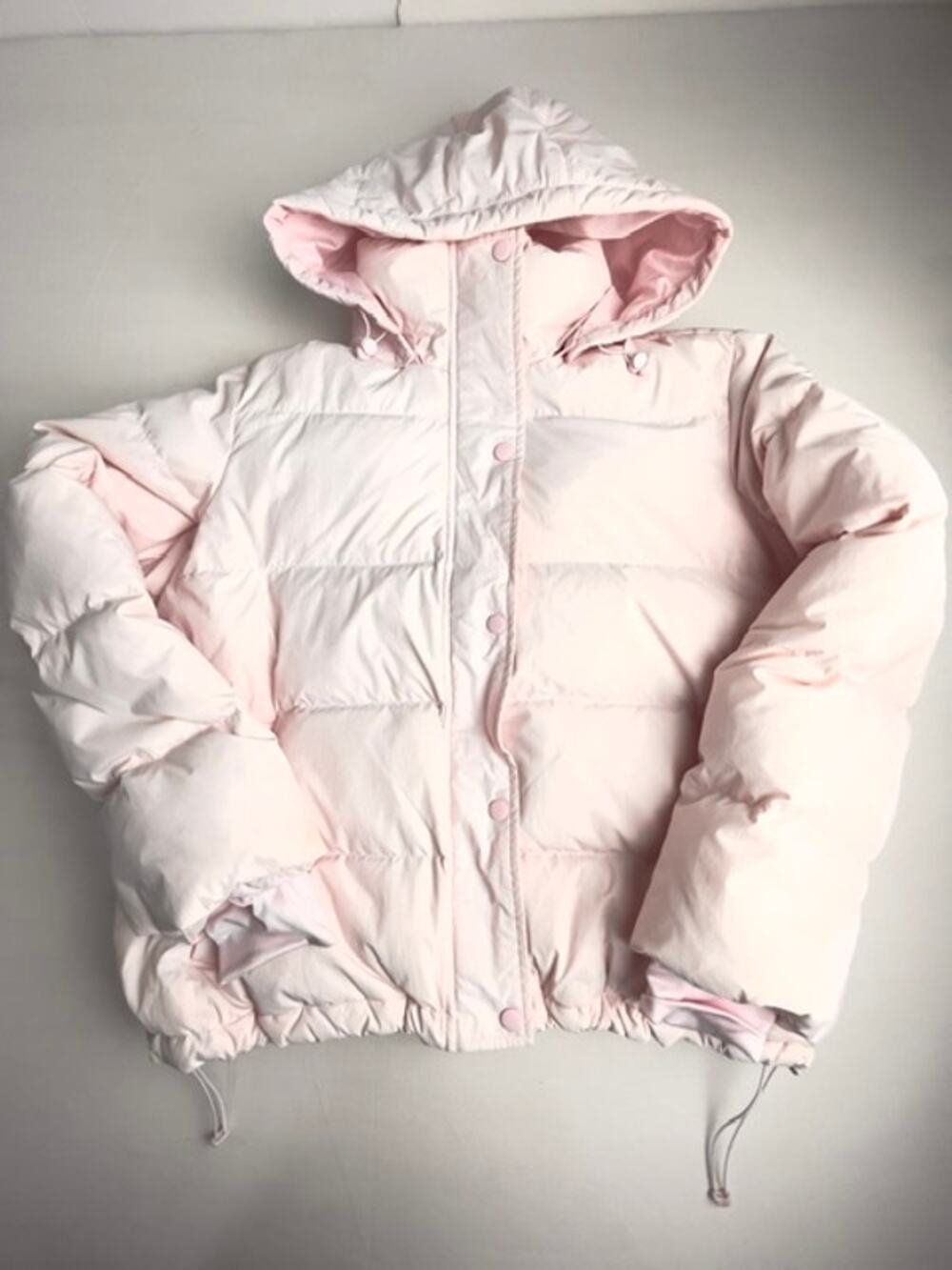 Lands’ End Women’s M Petite Pink Hooded Puffer Jacket Down Coat